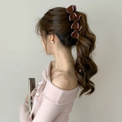 Fashion Simple Bowknot Vintage Hair Clips for Girls Autumn Winter Elegant Banana Clips for Women Ladies Hair Accessories Chic