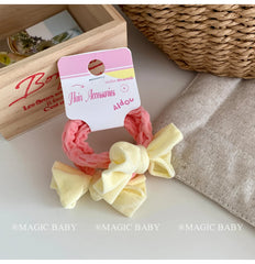Kids Color Blocked Bowknot Small Scrunchies Sweet Fashion High Elastic in Stock Hair Ties Accessories for Children Girls Daily