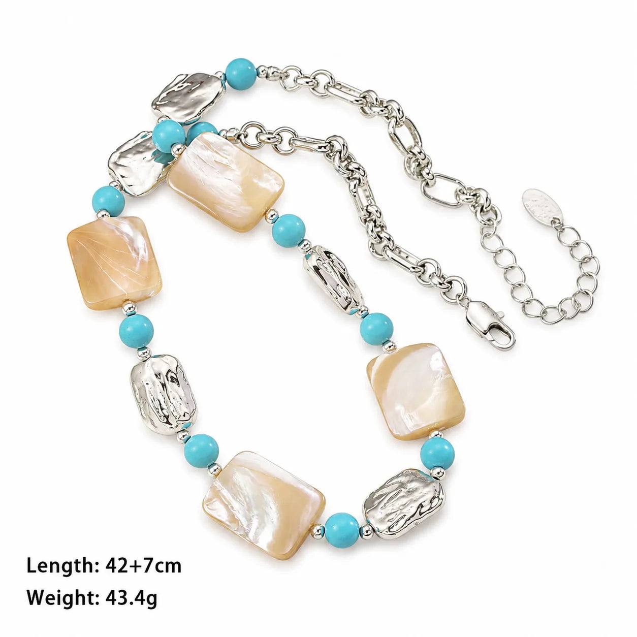 Fashion Blue Turquoise Tiger Eye Stone Necklaces for Girls Vintage Shell Jewelry for Women Ladies Wholesale China Manufacturer