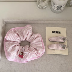 Fashion Cute Stripe Puppy Animals Bowknot Scrunchies for Baby Girls Simple Hair Ties for Kids Children Hair Accessories in Stock