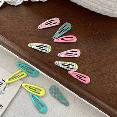 Kids Multicolor Heart Flower Printed Snap Clips Sweet Fashion Cute Wholesale in Stock Hairpins Accessories for Children Daily