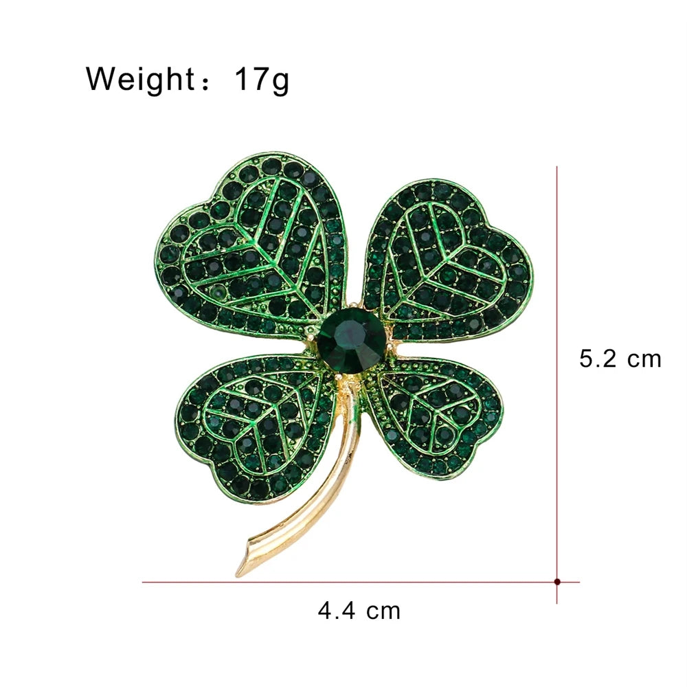 The Lucky Four-leaf Clover Brooches for Girls Sweet Elegant Glitter Pins Jewelry for Women Ladies Accessories Wholesale Chic
