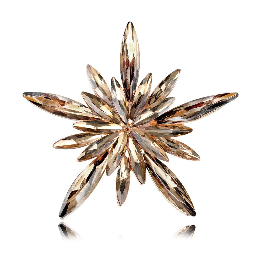 Fashion Rhinestone Star Glitter Sparkle Brooches for Girls Trendy Luxury Glamorous Pins Jewelry for Women Ladies Accessories