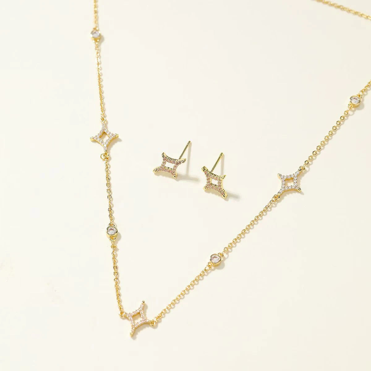 Fashion Trendy Luxury Elegant Necklaces for Girls Sweet Stud Earrings Jewelry Sets for Women Ladies Accessories Femme Bijuterias