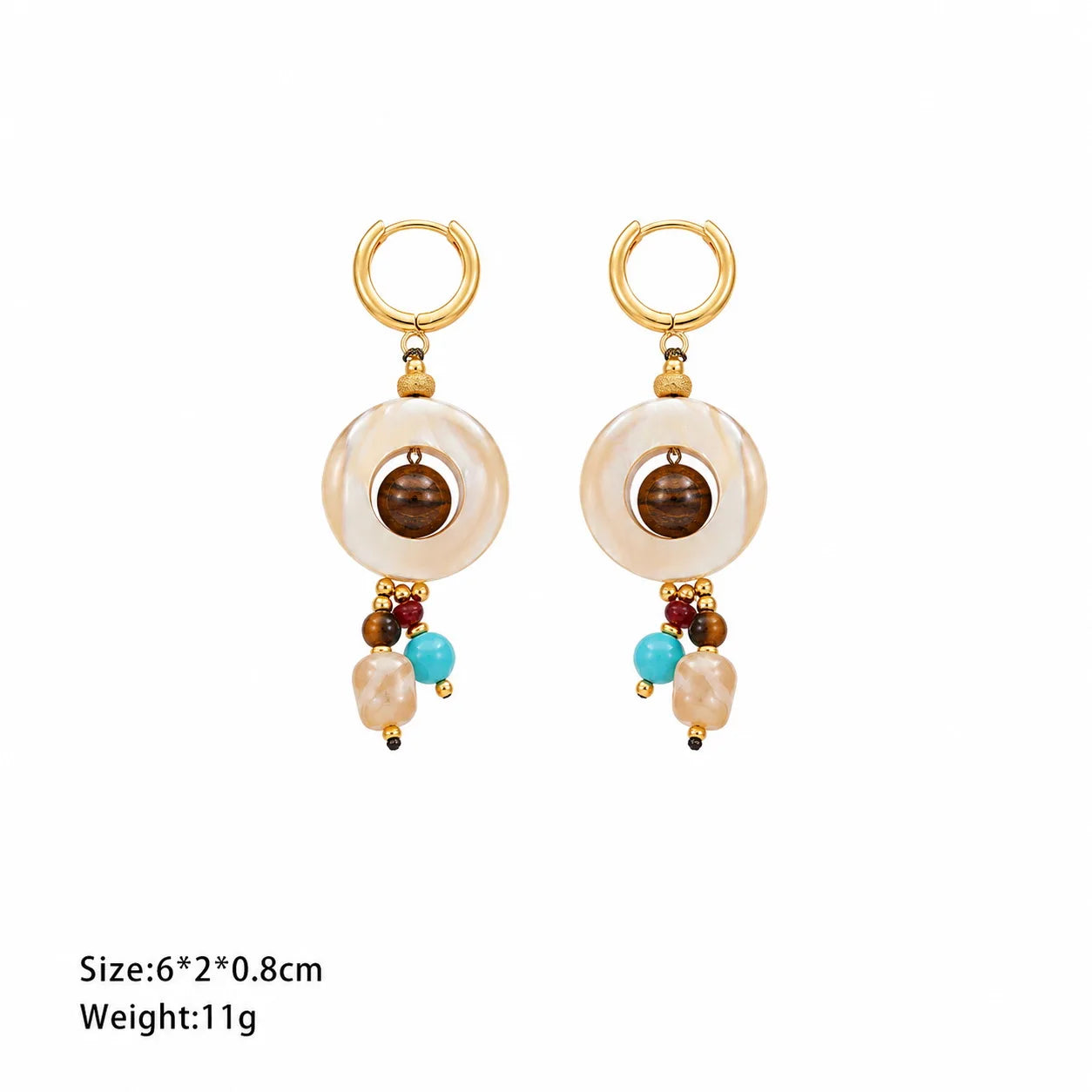 Fashion Shell Conch Red Agate Turquoise Drop Earrings for Girls Boho Trendy Jewelry for Women Ladies Wholesale China Factory