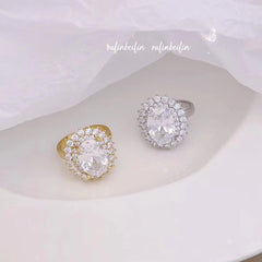 Sweet Heart Shape Glitter Rhinestone Rings for Girls Elegant Simple Minimalistic Jewelry for Women Ladies Accessories Chic