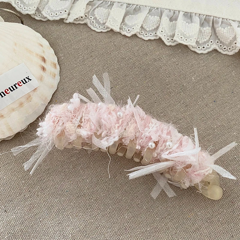 Women Winter Autumn Fluffy Hot Sale Banana Clips Fashion Sweet Trendy Elegant Wholesale in Stock Hair Clips Accessory for Daily