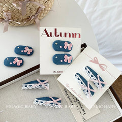 Kids Blue Bowknot Rhinestone Small Snap Clips Glitter Sweet Cute Fashion Wholesale in Stock Hairpins Accessories for Children