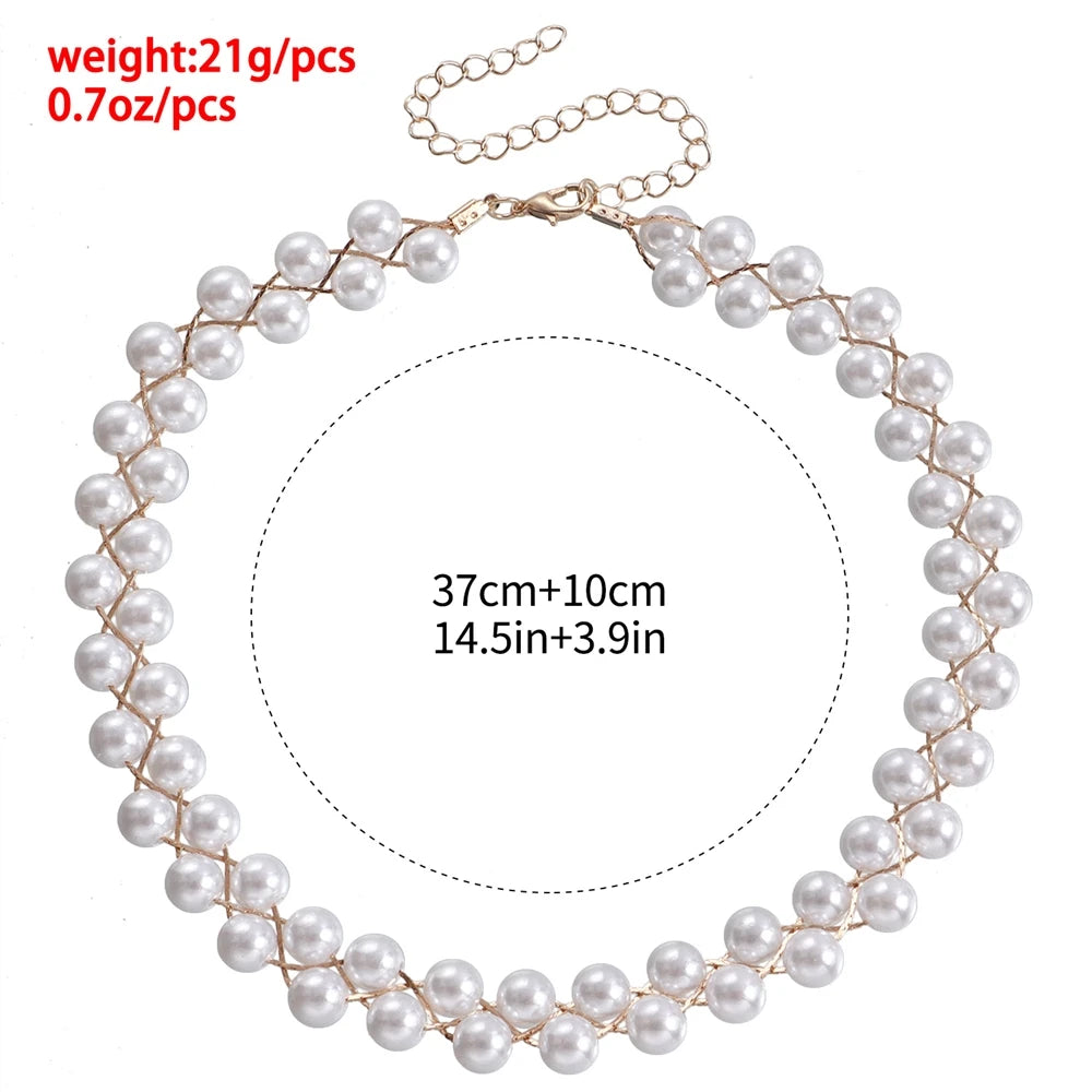 Fashion Simple Imitation Pearl Luxury Glitter Necklaces for Girls Sweet Cute Elegant Trendy Jewelry for Women Ladies Accessories