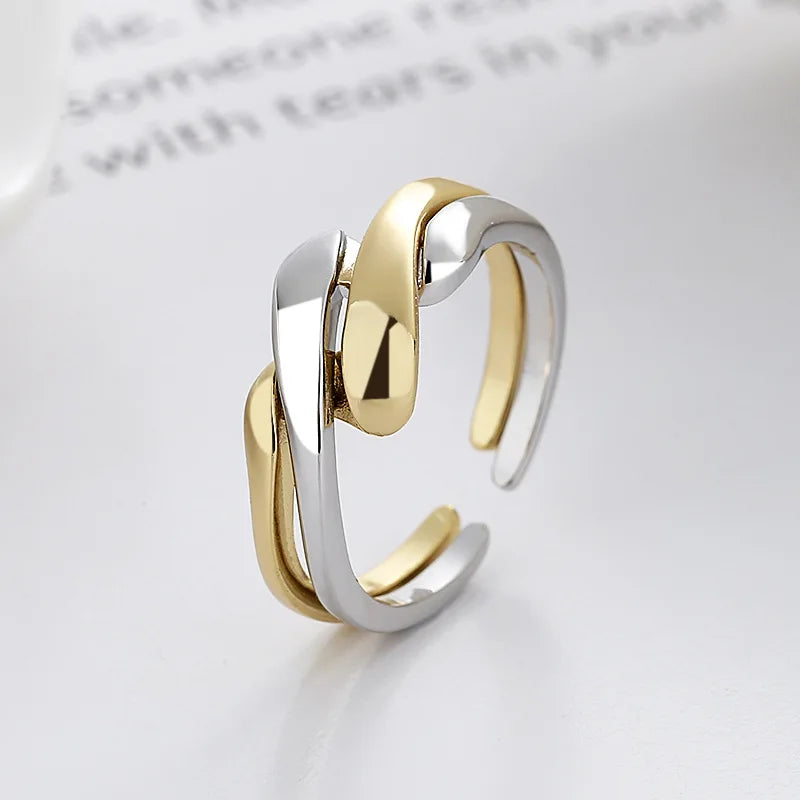 2PCS Fashionable Twisted Rings for Women Irregular Water Ripple Opening Rings Simple Best Seller Accessories Bulk Europe America