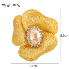 Fashion Luxury Glitter Rhinestone Flower Floral Brooches Sweet Trendy Elegant Vintage Retro Jewelry for Women Ladies Accessories