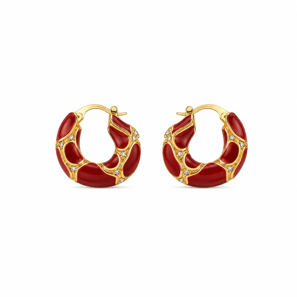Female Red Brown Simple Elegant Fashion Hoop Earring Factory Price Low MOQ in Stock Trendy Vintage Jewelry for Women Daily Use