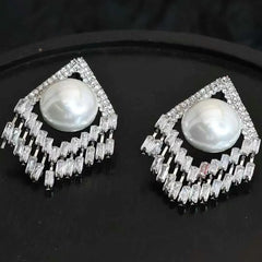 Female Square New Design Rhinestone Imitation Pearl Small Medium Drop Earring Luxurious Dainty Wholesale Daily Jewelry Accessory