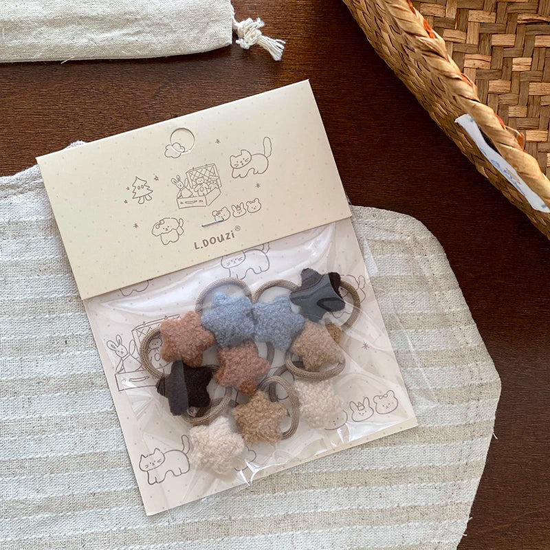 Cute Sweet Fashion Scrunchies for Baby Girls Star Ball Kawaii Trendy Winter Hair Ties for Kids Children Hair Accessories Chic