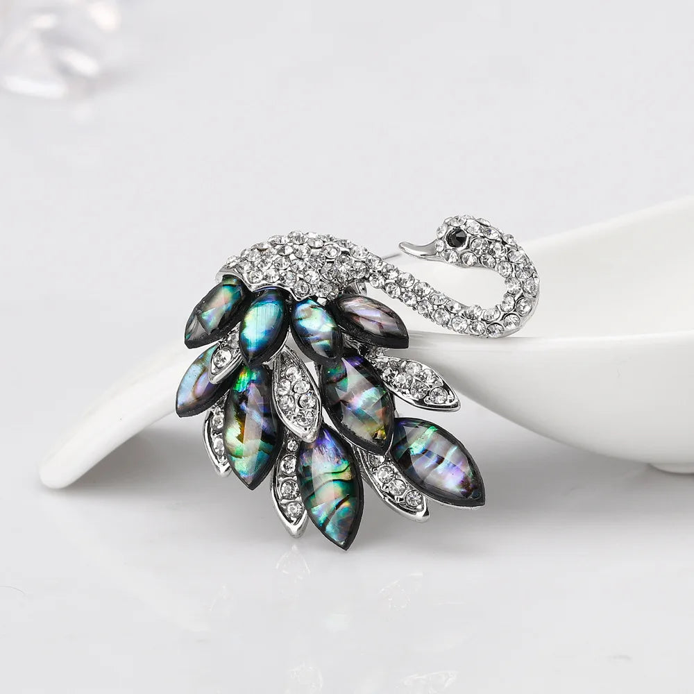 Fashion Glitter Rhinestone Sparking Swan Brooches for Girls Sweet Animals Elegant Pins Jewelry for Women Ladies Accessories