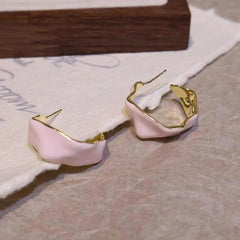 Sweet Solid Color Fashion Simple Minimalistic Hoop Earrings for Girls Charms Trendy Jewelry for Women Ladies Accessories Chic