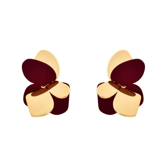 Women's Sweet Cute Butterfly Stud Earrings Irregular Metal Contrast-Color Fashionable Simple Earrings Jewelry Casual Versatile
