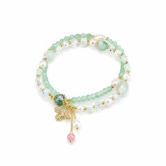 Women Green Pink Pearl Beads Bracelet Factory Price Low MOQ Fresh Charms in Stock Jewelry for Female Causal Daily Travelling