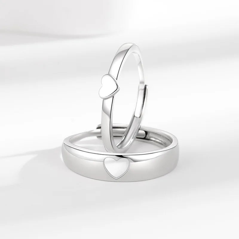 Korean-style Simple Heart-shaped Hollowed-out Rings Cute Gifts for Women Couple Wedding Ring Engagement Marriage Jewelry Bulk