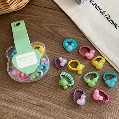 Sweet Cute Kids Hair Ties Candy Color Star Heart Beads Solid Color Small Scrunchies Accessories for Children Wholesale Stock