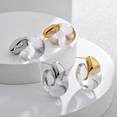 Transparent Geometric Earrings Curved Hook Resin Ear Studs Statement Chunky Light Luxury European American Accessories Wholesale
