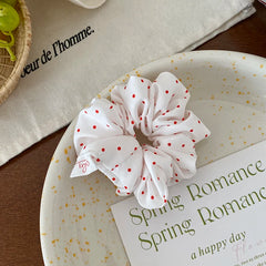 Girls Red Lace Dots Grid Small Scrunchies Fashion Sweet Wholesale in Stock Hair Ties Accessories for Children Daily School Use