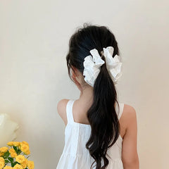 Girl White Solid Color Large Ponytail Holder Hair Claw Clips Fashion Elegant Wholesale in Stock Hairpin Accessories for Children