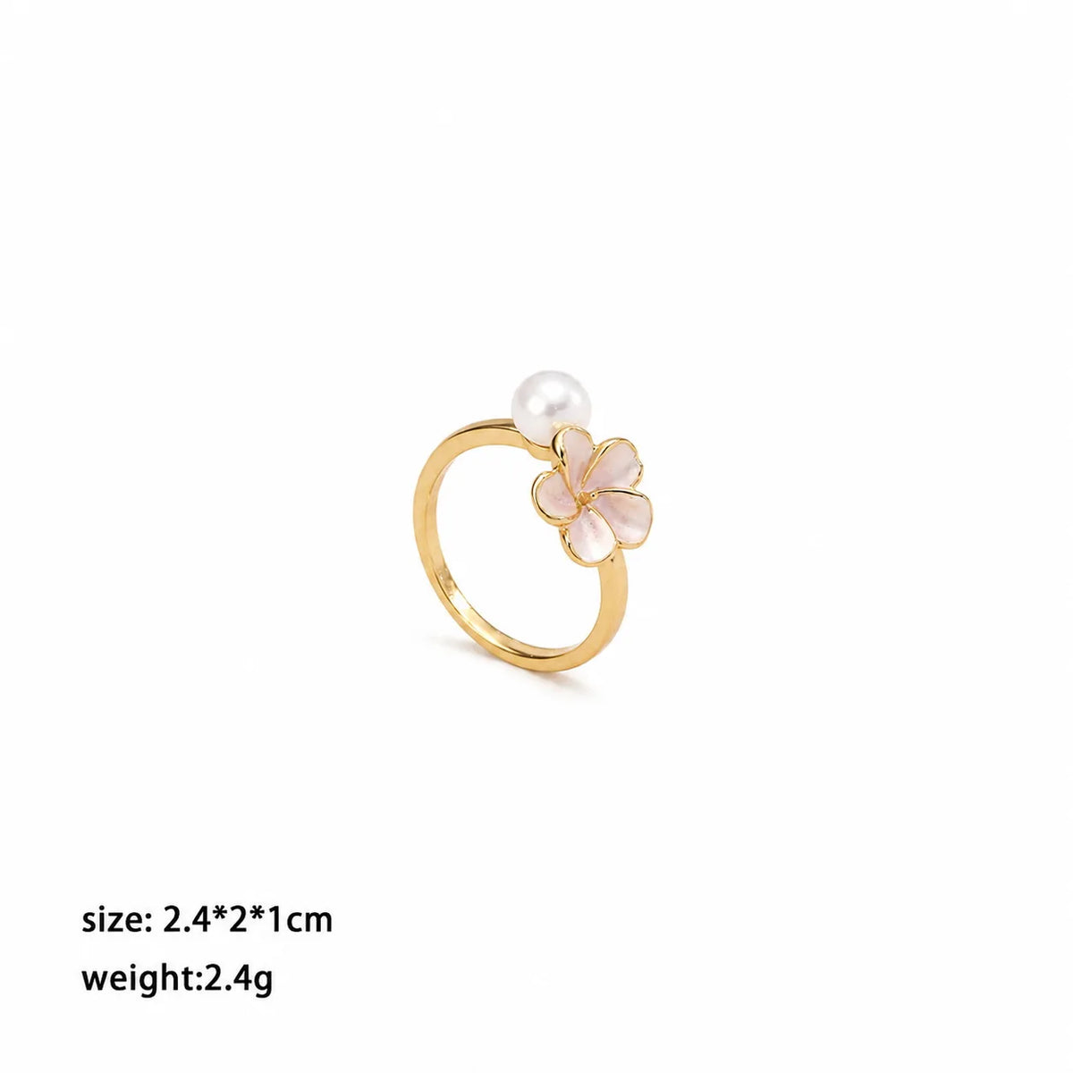 Fashion Freshwater Pearl 18K Gold Plated Copper Rings for Girls Flower Jewelry for Women Ladies Wholesale China Manufacturer