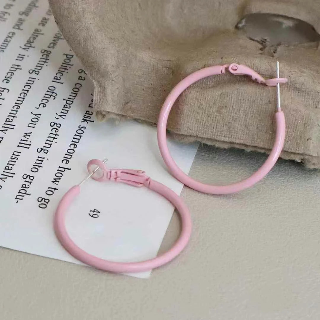 Female Pink Purple Hot Sale Large Hoop Earring Fashion Sweet Simple Trendy Affordable Wholesale High Quality Jewelry Accessories