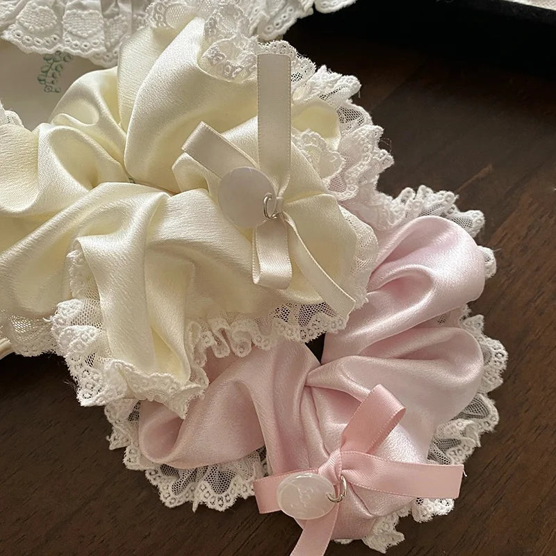 Fashion Lustrous Lace Elegant Scrunchies for Girls Sweet Cute Trendy Hair Ties for Women Ladies Hair Accessories in Stock