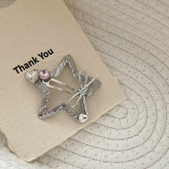 Solid Silver Kids Hairpins Star Cloud Shape Rhinestone Snap Clips Fashion Sparkling Alloy Stock Hairpin Accessories for