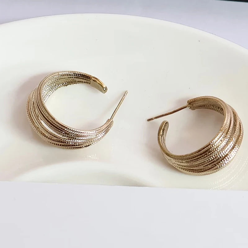 Simple Fashion Classic Vintage Refined Hoop Earrings for Girls Charms Art Deco Jewelry for Women Ladies Accessories Wholesale