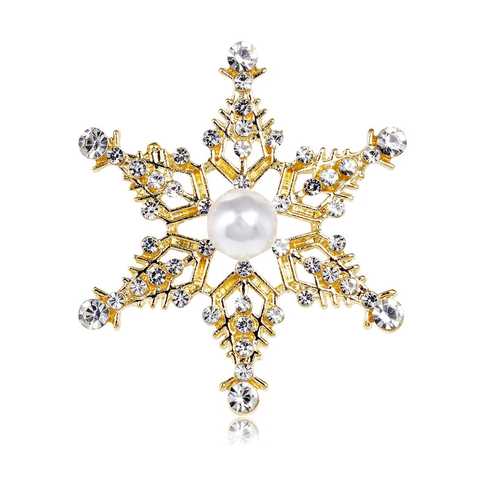 Fashion Glitter Snow Flake Sparkle Brooches for Girls Elegant Trendy Stylish Pins Jewelry for Women Ladies Accessories Wholesale