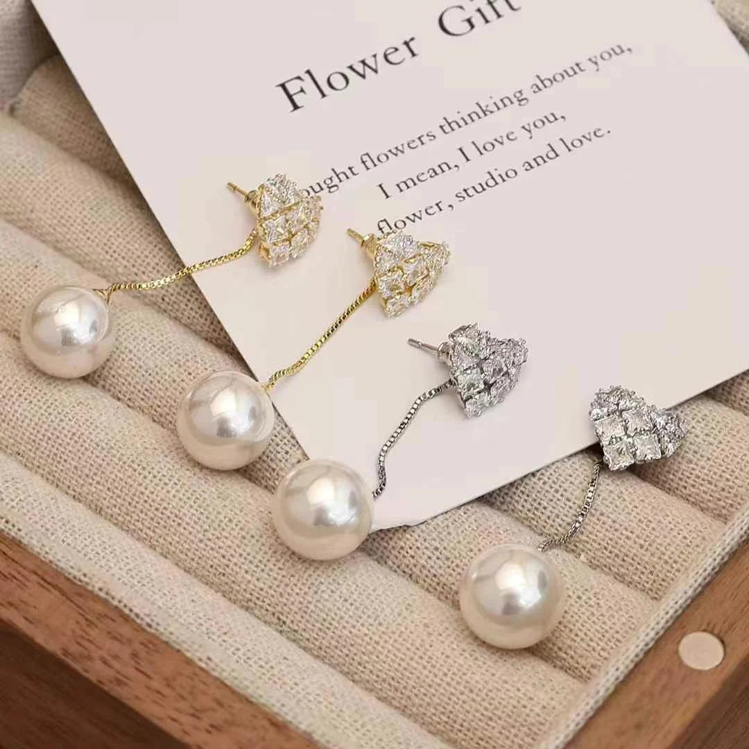 Women Hot Sale Imitation Pearl Heart Decorative Drop Earring Elegant Trendy Luxurious Charms Bulk Jewelry Accessories for Daily