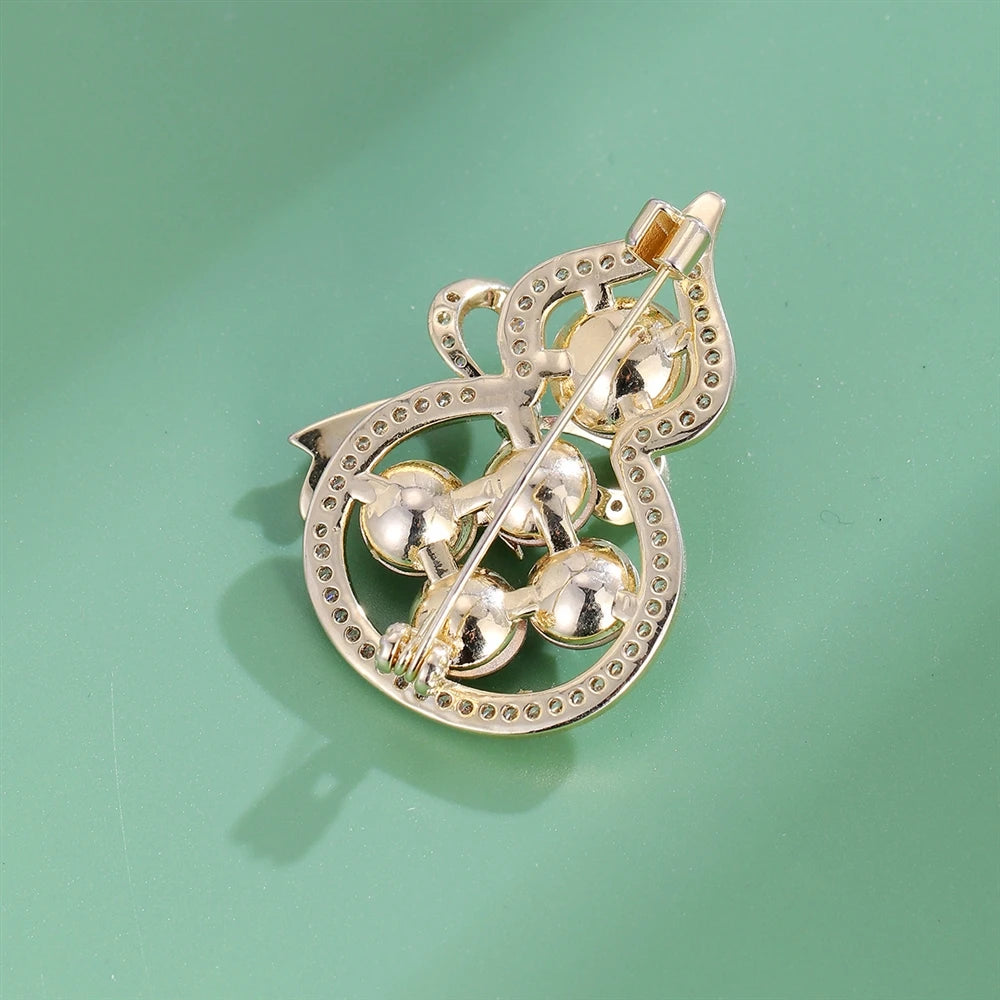 Fashion Glitter Gourd Sparkle Sweet Brooches for Girls Sweet Elegant Pins Jewelry for Women Ladies Accessories Chinese Supplier