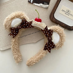 Fashion Animals Bear Sweet Bowknot Head Band for Girls Trendy Fluffy Hair Band for Women Ladies Hair Accessories in Stock