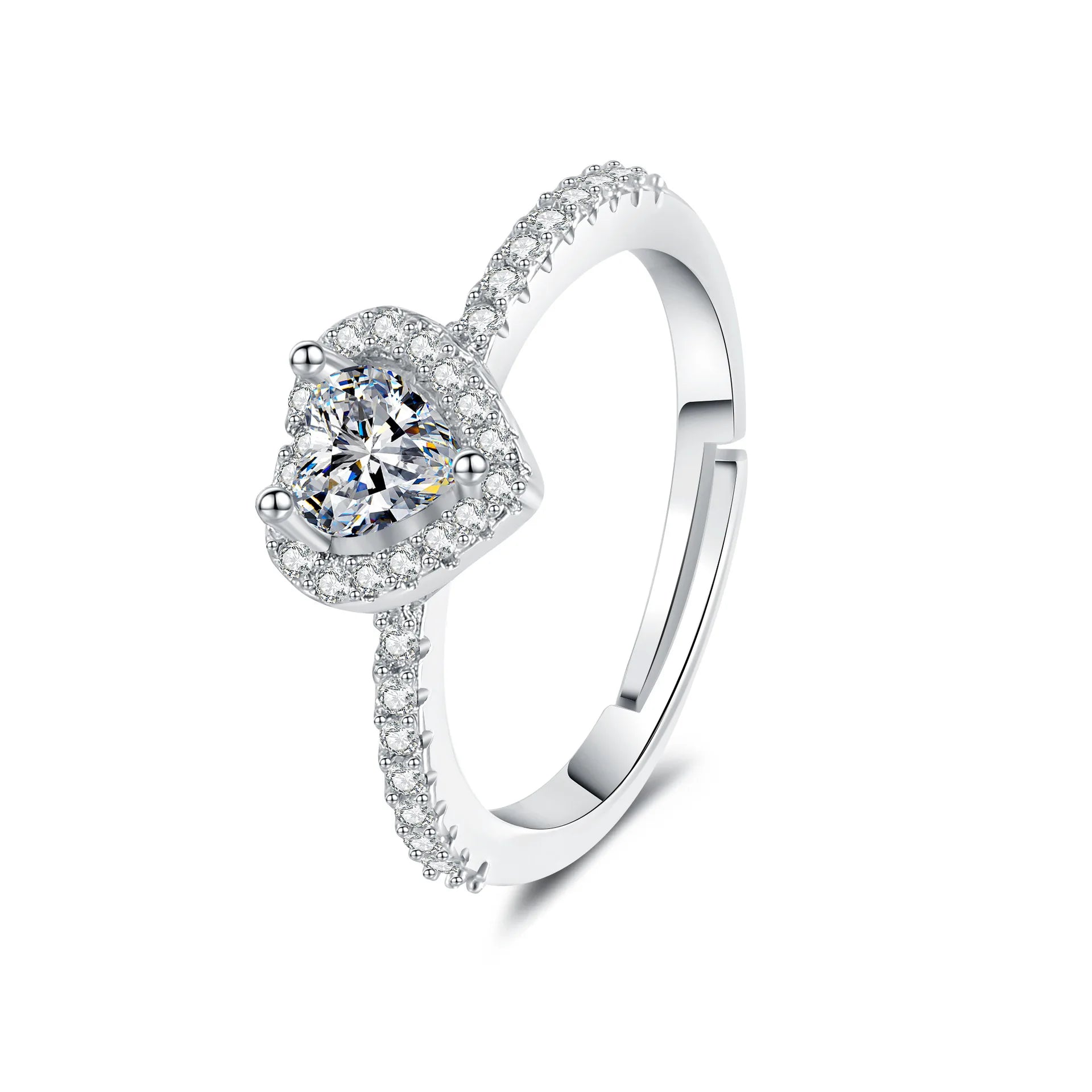 Shining Colorful Heart-shaped Ring Women's Classic Fashionable Zircon Jewelry Ring Romantic Wedding Gift Accessory Hot Sale Bulk
