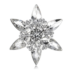 Fashion Glitter Snow Flake Sparkle Trendy Brooches for Girls Pins Glamorous Winter Jewelry for Women Ladies Accessory Wholesale