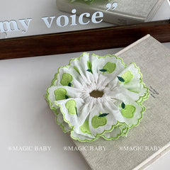 Sweet Cute Green Apple Fashion Scrunchies Elegant Hair Ties for Baby Girls Kids and Teenagers Green Fruit Accessories
