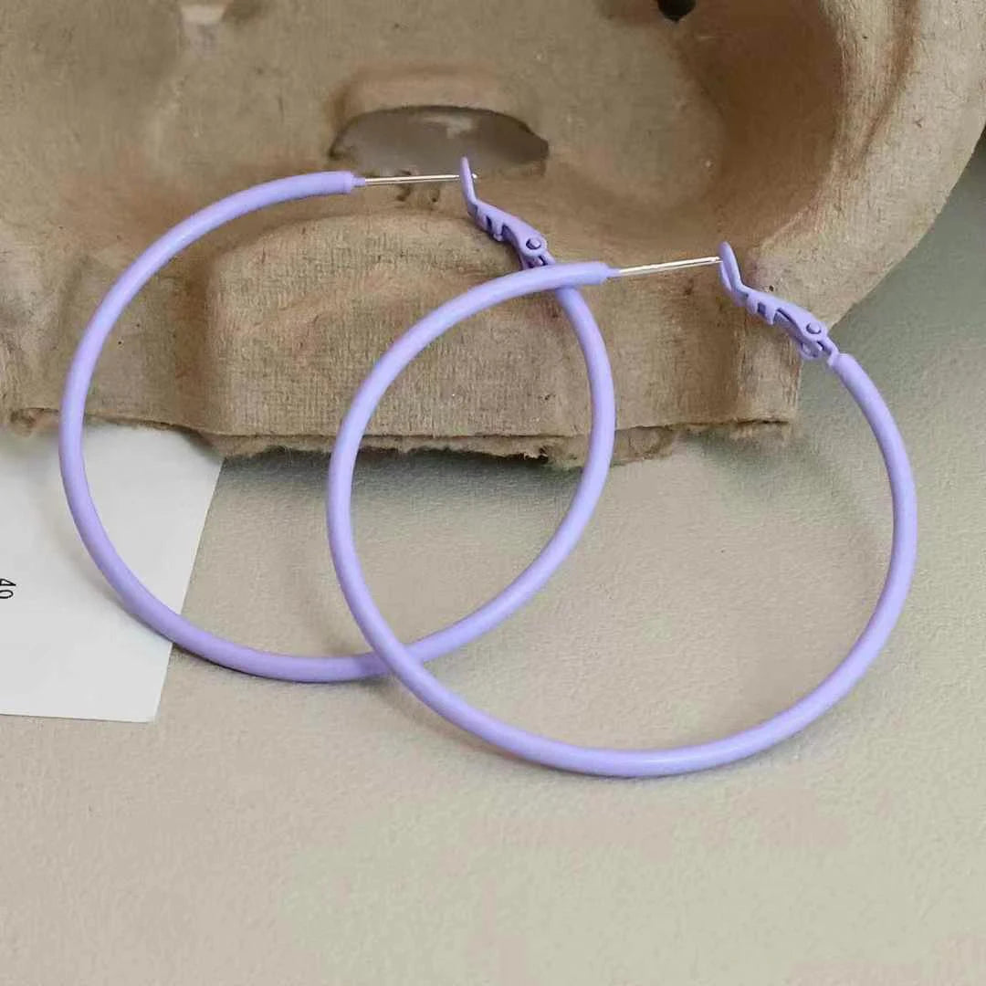 Female Pink Purple Hot Sale Large Hoop Earring Fashion Sweet Simple Trendy Affordable Wholesale High Quality Jewelry Accessories
