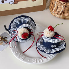 Hot Sale Cake Shape Red Ribbon Cherry Decorative Hairbands Alligator Claws Clips Fashion Elegant Headbands Accessory for Women