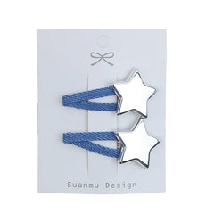 Minimalistic Denim Star Animal Hair Clips for Baby Girls Sweet Fashion Cute Snap Clips for Kids Children Hair Accessories Chic