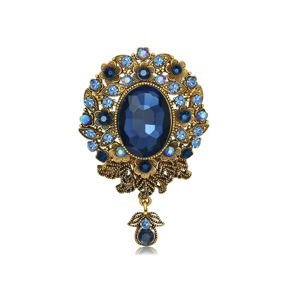 Fashion Flowers Glitter Sparkle Rhinestone Brooches for Girls Dainty Retro Vintage Fine Jewelry for Women Ladies Accessories
