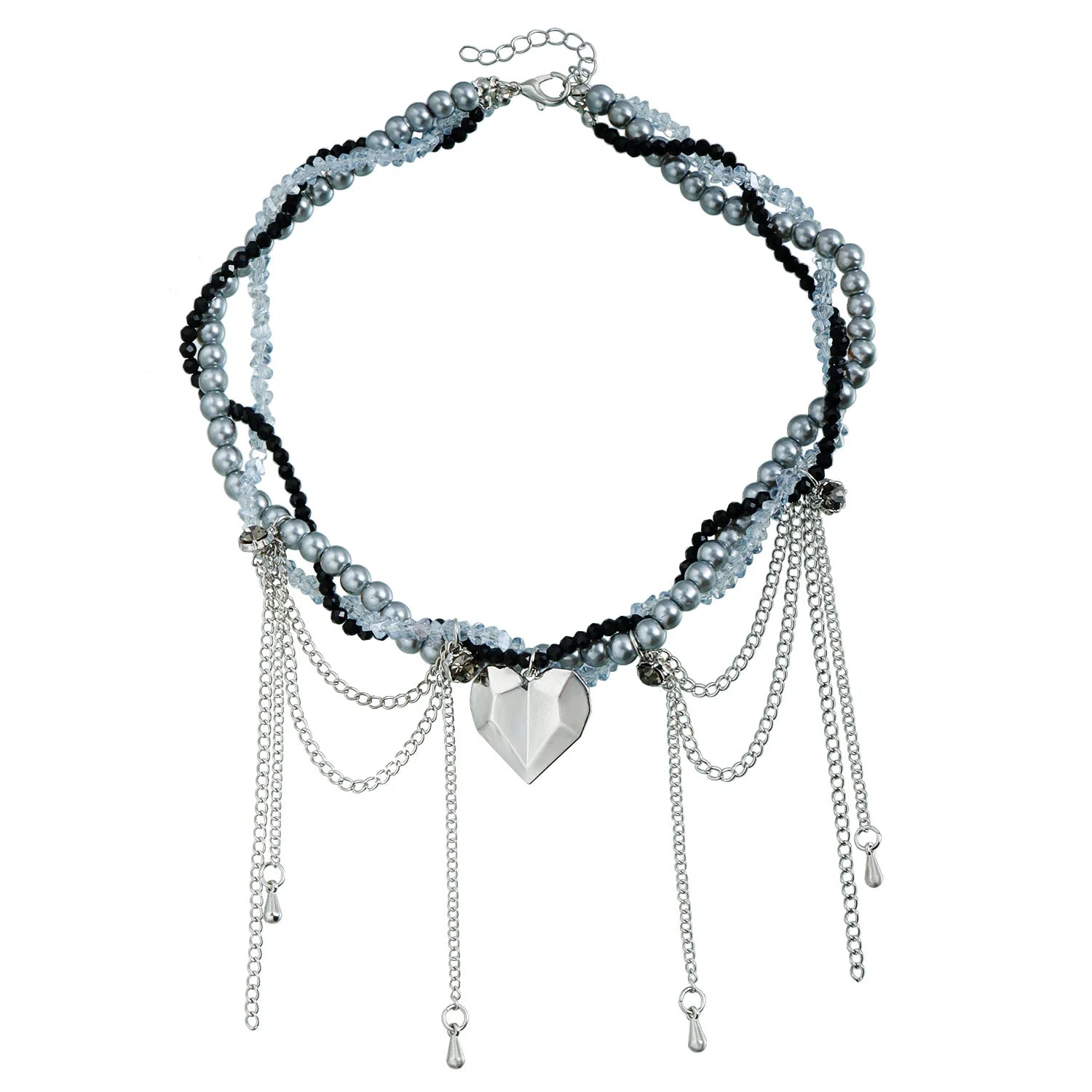 Fashion Tassel Layered Wearing Heart Necklaces for Girls Sweet Cute Glamorous Charms Jewellry for Women Ladies Accessories