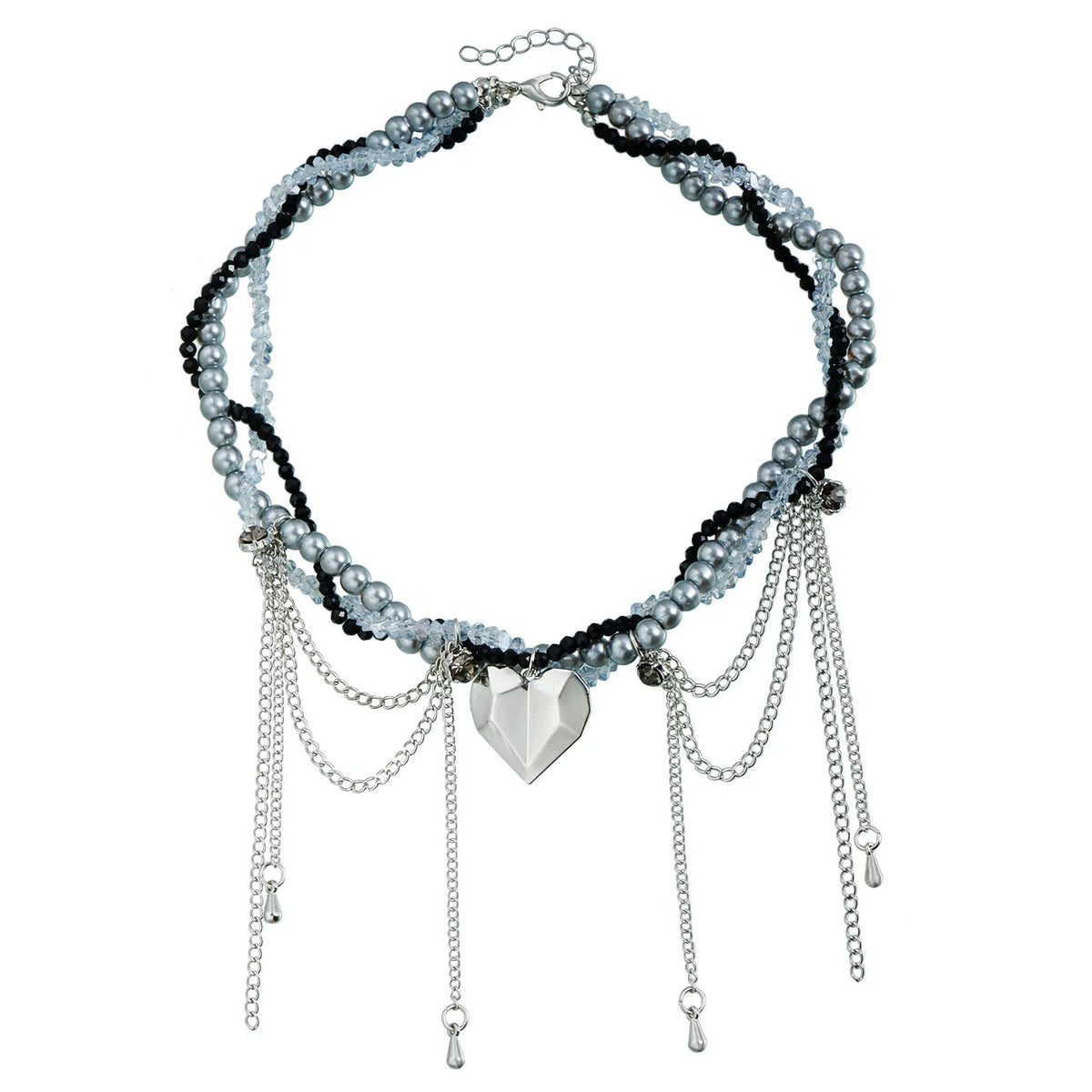 Fashion Tassel Layered Wearing Heart Necklaces for Girls Sweet Cute Glamorous Charms Jewellry for Women Ladies Accessories