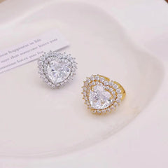 Sweet Heart Shape Glitter Rhinestone Rings for Girls Elegant Simple Minimalistic Jewelry for Women Ladies Accessories Chic
