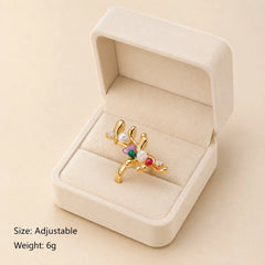 Women Purple Crystal Stone Rose Red Green Zircon Freshwater Pearl Open Rings Elegant Fashion Glitter in Stock Jewelry for Female
