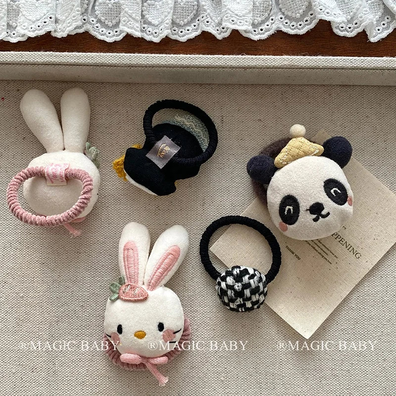 Fashion Cute Sweet Kawaii Trendy Scrunchies for Baby Girls Animals Bunny Elastic Hair Ties for Kids Child Hair Accessories Chic
