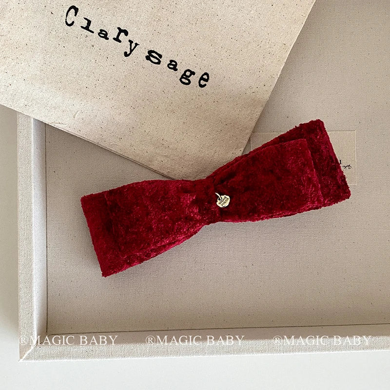 Solid Color Classic Bowknot Hair Clips for Baby Girls Cute Kawaii Velvet Alligators for Kids Children Hair Accessories in Stock