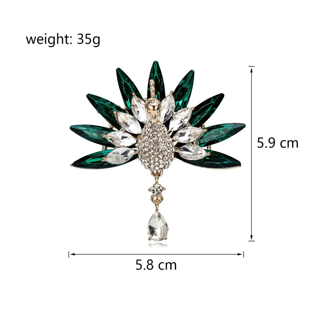 Fashion Glitter Animals Peacock Elegant Brooches for Girls Trendy Refined Pins Jewelry for Women Ladies Accessories Wholesale